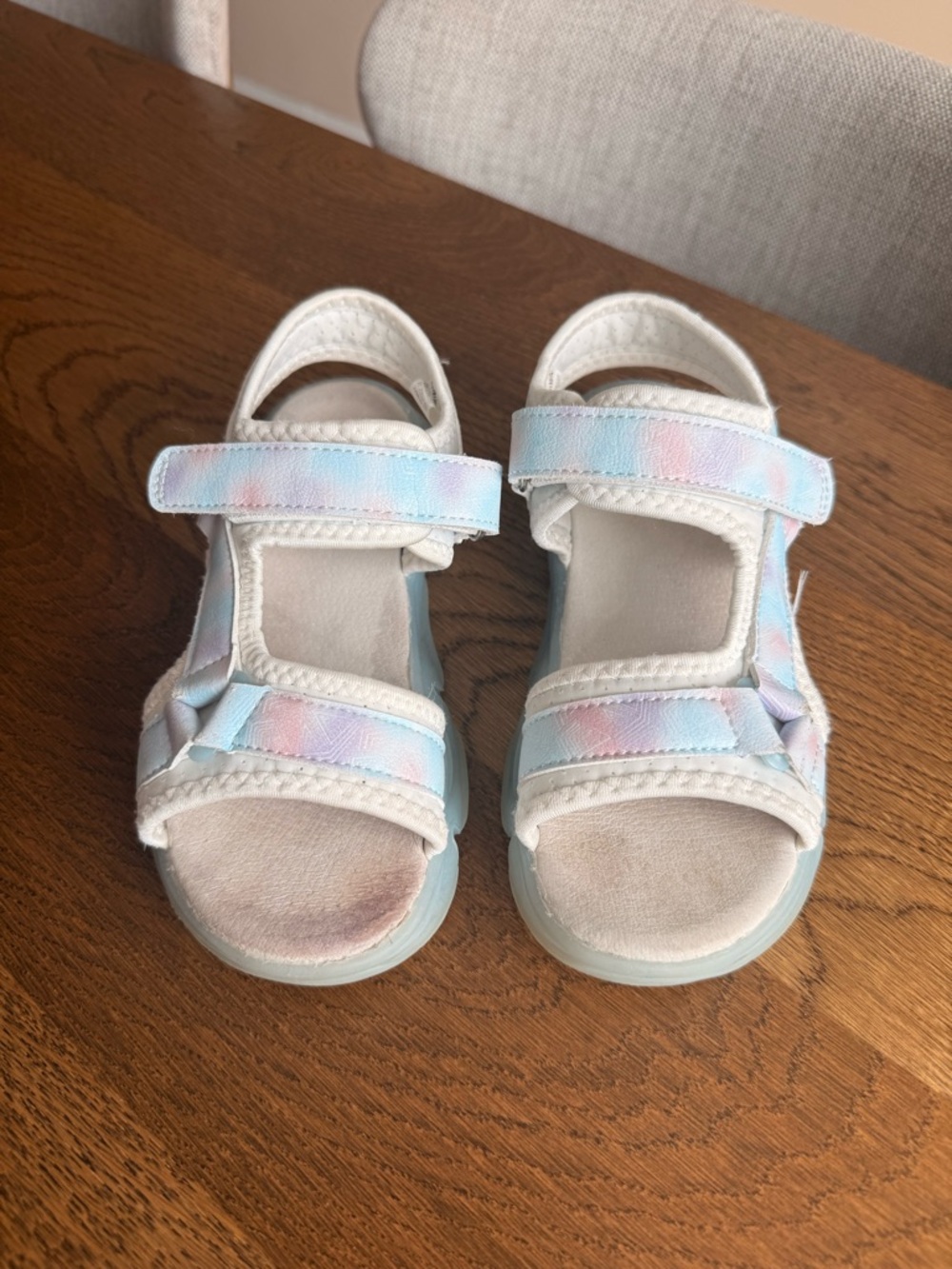 Kids Pastel Tie-Dye White Strap Sandals